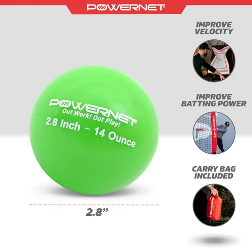 Miniatura 3 de PowerNet Pelotas de béisbol con peso para entrenamiento de bateo, equipo de entrenamiento de béisbol para lanzar y batear, desarrollar músculo