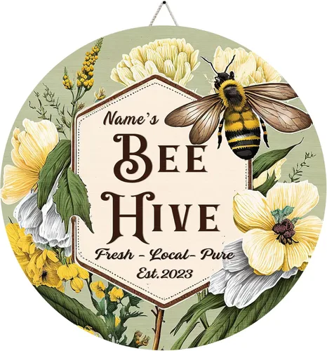 Miniatura 17 de Placa de pared personalizada de madera de abeja de miel, regalos para apicultores, letrero de granja de res, letrero de abeja, decoración de abeja