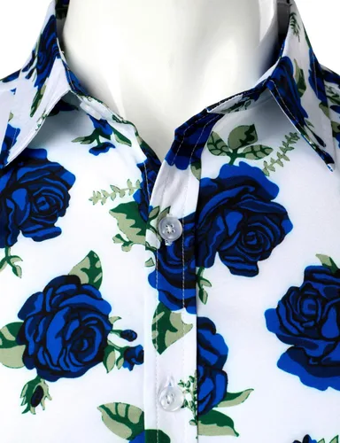 Miniatura 3 de ZEROYAA Camisas de vestir de manga larga con botones y estampado 3D para hombre, diseño urbano