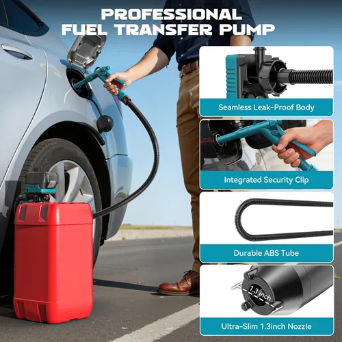 Miniatura 6 de Ecarke 5 GPM Cordless Fuel Transfer Pump for Gasoline Diesel, Manual Control Portable Gas Can Pump, Compatible with Makita 18V Batteries, 51" Hose &