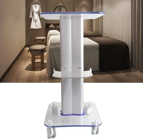 Miniatura 3 de Carrito de salón de belleza, carrito rodante de acrílico con bandeja adicional, capacidad de 135 libras, almacenamiento de spa para instrumentos