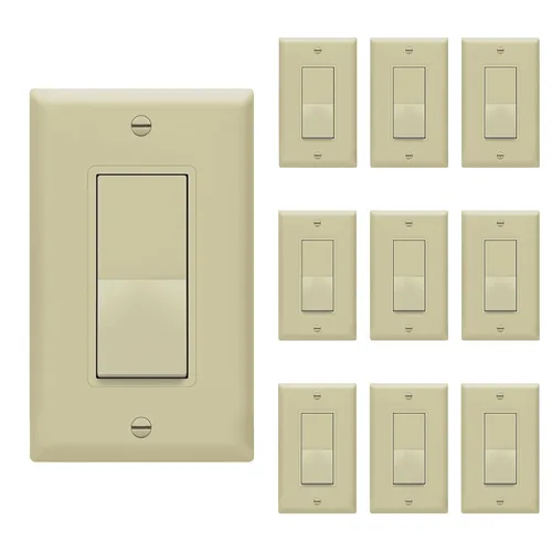 Miniatura 34 de ENERLITES Decorator Paddle Rocker Interruptor de luz, acabado brillante, un solo polo, 3 cables, tornillo de tierra, grado residencial, 15 A, 120