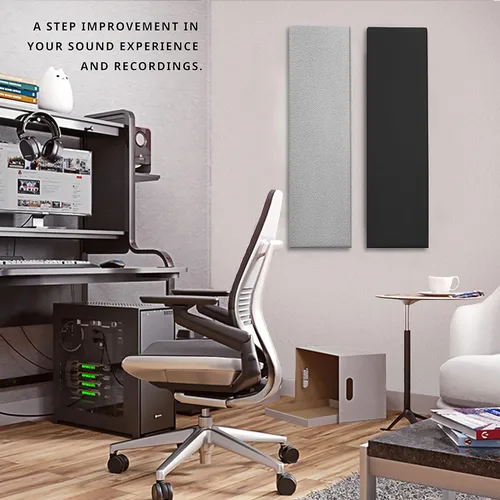Miniatura 6 de Panel acústico negro Fibra de vidrio paquete de 2 Panel profesional de absorción de sonido Panel decorativo a prueba de sonido Panel FiberG