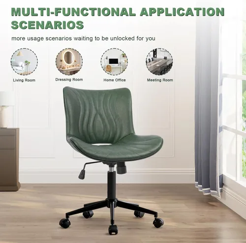 Miniatura 7 de Silla de oficina, silla de escritorio sin brazos con ruedas, ergonómicas y cómodas, sillas de trabajo para computadora de oficina en casa, silla