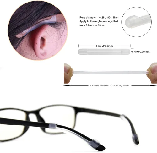 Miniatura 3 de SMARTTOP - Sujetadores de orejas para gafas con manga antideslizante, puntas de sienes de silicona, retenedor de manga - Manga con diseño de gancho