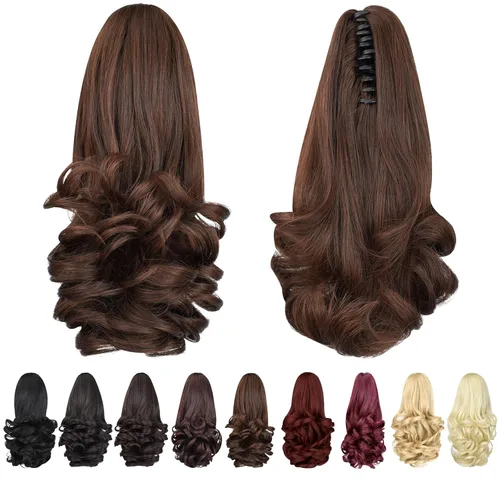 Miniatura 22 de Extensión de cola de caballo, extensiones de cabello con clip de garra de 24 pulgadas, extensiones de cabello largo y lacio, extensión de cabello