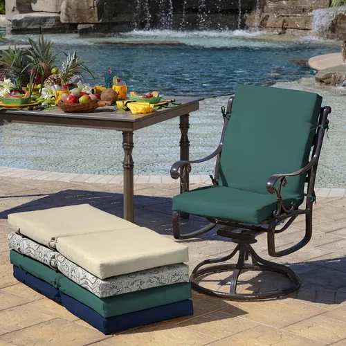 Miniatura 7 de ARDEN - Cojín para silla de comedor exterior de 20 x 20 pulgadas, resistente al agua y a la decoloración, textura verde azul pavo real
