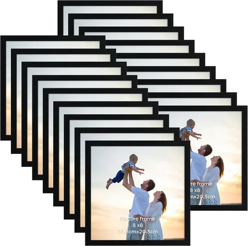 Miniatura 17 de Hoikwo 18 paquetes de marcos de fotos de plástico negro de 3.5x5 multifuncionales con cubierta de plástico para fotos familiares, obras de arte