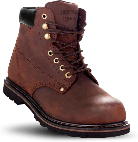 EVER BOOTS Botas de trabajo con punta de acero Tank S para hombres, Tecnología EverFit de comodidad, Agarre antideslizante y absorción de ultra