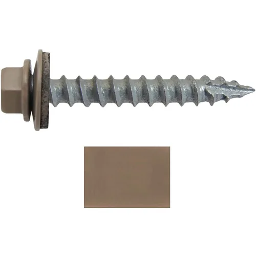 Miniatura 4 de Tornillos de metal para techos n.º 14 x 1-1/2 pulgadas, cabeza hexagonal de arandela de piel de buque Tornillo de techo de chapa metálica. Buckskin