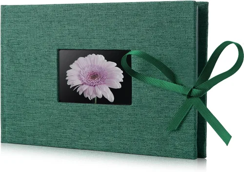 Miniatura 25 de Álbum de fotos pequeño 4x6, álbum de fotos de Fabmaker con capacidad para 24 fotos horizontales, libro de fotos con cubierta de tela de lino