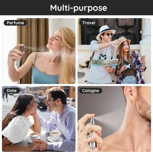 Miniatura 6 de Juego de botellas de perfume de vidrio Segbeauty, paquete de 5 de 10 ml de perfume portátil recargable de viaje, atomizador vacío rociador para Mixto