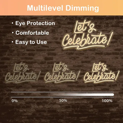 Miniatura 6 de Ineonlife señal de neón "Celebremos" con luces LED de letras en blanco cálido para decoración de pared del dormitorio, palabras alimentadas por USB