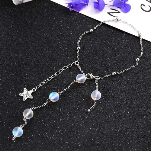Miniatura 3 de Cuentas de cristal mate de sirena Aurora Moonstone para hacer joyas, 0.157 in, 200