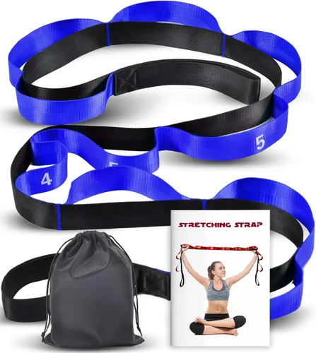 Miniatura 12 de Acozycoo Correa de estiramiento con 10 bucles, correa de yoga para terapia física, entrenamiento en casa, entrenamiento de pilates y flexibilidad