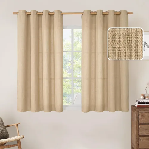 Miniatura 13 de LAMIT Cortinas de Lino Blancas Semitransparentes para Dormitorio, Paneles Filtrantes de Luz, Cortinas de Lino con Ojales de Protección de Privacidad