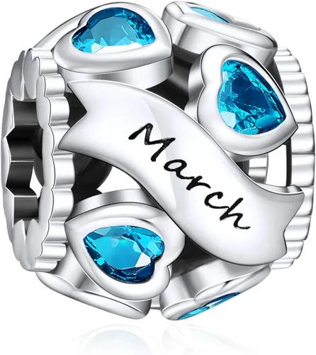 Miniatura 28 de Abalorio de plata de ley 925 con piedra natal de Ningan, abalorio de corazón para pulseras y collares, regalo de cumpleaños para mujeres y niñas