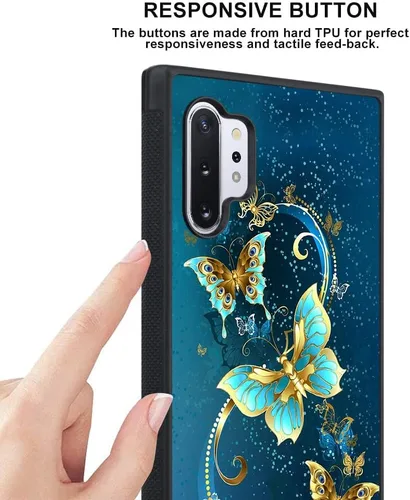 Miniatura 5 de OOK Funda para Galaxy Note 10 Plus de 6.8 pulgadas, [protector de pantalla integrado], bonito diseño de mariposa azul, parte trasera de Samsung