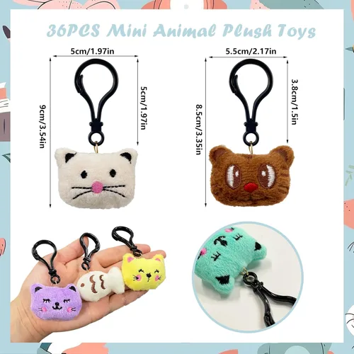 Miniatura 2 de XIPEGPA 36 llaveros pequeños de animales de peluche para bolsas de regalos, regalos de fiesta, premios de aula y relleno de cesta de Pascua