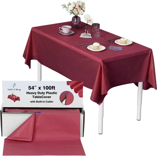 Miniatura 17 de Rollo de plástico para cubierta de mesa color verde manzana, 40 pulgadas x 100 pies, rollo de plástico resistente para cubierta de mesa de banquetes