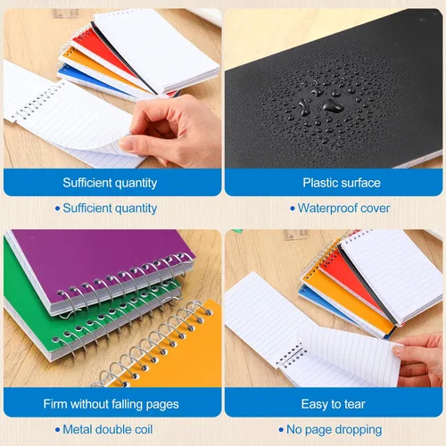 Miniatura 3 de Leelosp Cuadernos pequeños en espiral de 3 x 5 pulgadas, bloc de notas de bolsillo con 75 hojas cada uno, mini blocs de espiral superior para notas