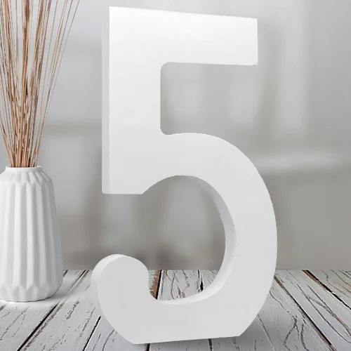 Miniatura 8 de Números de madera blanca de 8 pulgadas, número de madera sin terminar para pared, números decorativos de pie, rebanadas, decoración de tablero