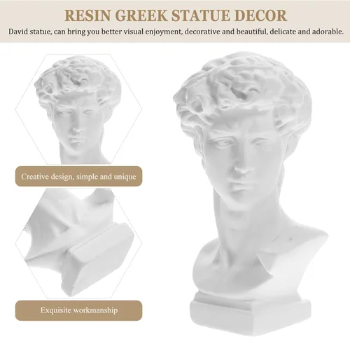 Miniatura 4 de Unomor Estatua griega de David, columna romana y estatua de David, figura de resina, figura de David, busto romano, escultura de mitología griega
