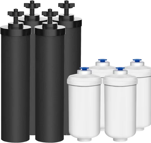 Filtro de agua de repuesto para Berkey - 4 filtros negros y 4 de fluoruro para sistema de filtración de agua