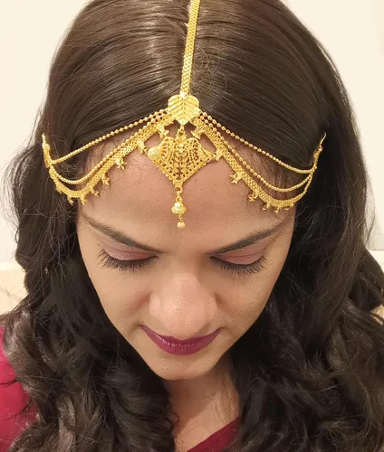 Miniatura 3 de Efulgenz Indian Bollywood Vintage Mange Tikka Crystal Kundan Head Chain Bridal Wedding Jewelry Hair Accessories