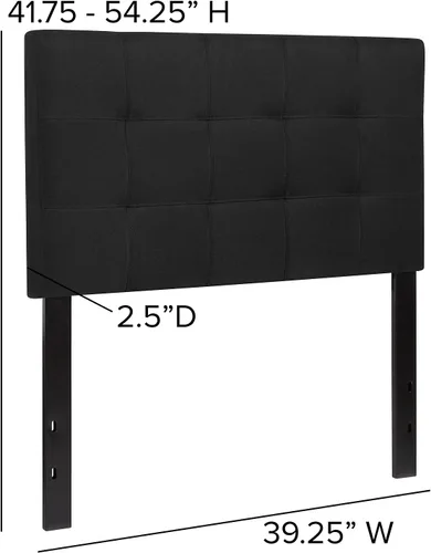 Miniatura 3 de Flash Furniture Bedford - Cabecera tapizada con puntada de caja y diseño capitoné, tamaño individual, en tela negra Negro