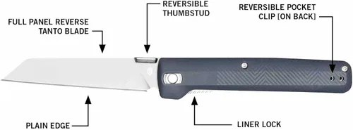 Miniatura 2 de Gerber Gear Pledge Pocket Knife with Pocket Clip - 3.7" Full Panel Plain Edge Blade Folding Knife - EDC Gear and Equipment Azul (Urban)