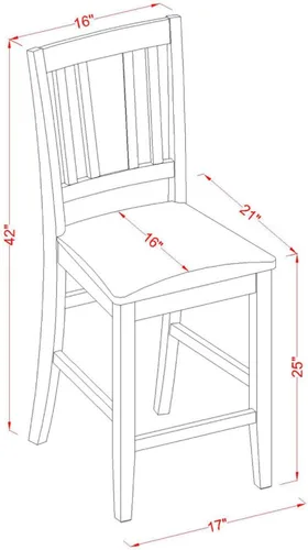 Miniatura 5 de East West Furniture VNBU5-MAH-LC - Juego de mesa de comedor de 5 piezas de altura de mostrador incluye una mesa de cocina cuadrada y 4 sillas