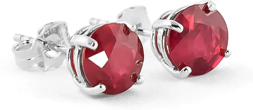 Miniatura 5 de Galaxy Gold GG Aretes de tuerca de rubí blanco macizo de 14 quilates, rosa, oro amarillo, 3.5 ct s (CTW) Ruby- 3487, Gema Metal, Rubí