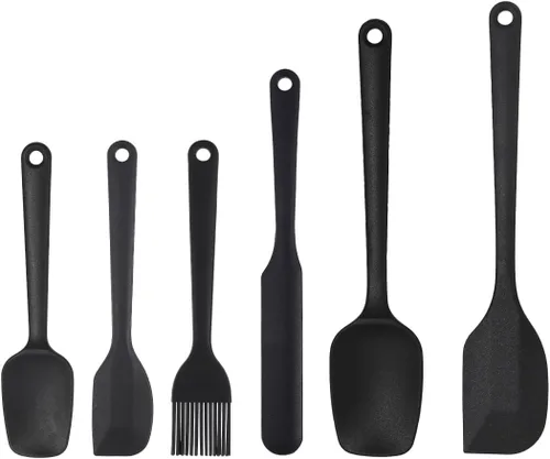 Juego de 6 espátulas de silicona, antiadherentes y núcleo de acero inoxidable, sin BPA, utensilios de cocina aptos para lavavajillas para hornear,