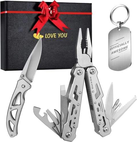Miniatura 13 de Multitools - Juego de regalo "THANK YOU", 14 en 1, alicates multiherramientas y cuchillo de bolsillo con etiqueta para llavero, kit EDC de 3 piezas