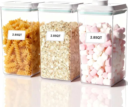 Miniatura 8 de Recipientes herméticos apilables con tapas, almacenamiento hermético de alimentos, recipientes de almacenamiento de despensa de cocina para 15