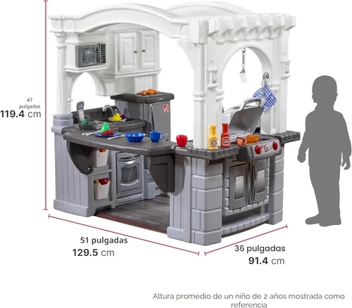 Miniatura 9 de Step2 Grand Walk-in - Juego de cocina y parrilla para niños, cocineta para interiores y exteriores, juego interactivo con luces y sonidos, plástico