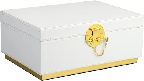 Miniatura 12 de HofferRuffer Elegante Caja Decorativa de Cuero Sintético, Organizador de Caja de Joyería de Almacenamiento, Soporte Organizador de Cosméticos Grande