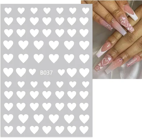 Miniatura 5 de Calcomanías de uñas con diseño de corazón y amor con brillo, calcomanías de uñas de San Valentín autoadhesivas 3D, diseño de uñas de corazón