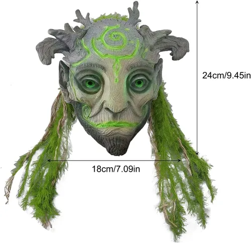 Miniatura 5 de CAFELE Máscara LED de elfo del espíritu del bosque con tocado, máscara de látex realista para mascarada, disfraces de Halloween, cosplay, accesorios