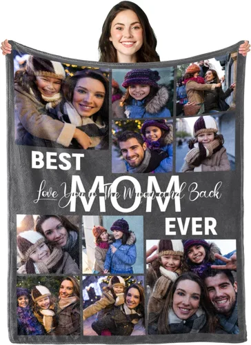 Miniatura 9 de Manta personalizada regalo conmemorativo con collage de texto fotográfico: fabricada en Estados Unidos, manta personalizada de 10 fotos, manta