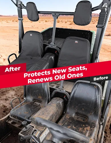 Miniatura 7 de KEMIMOTO UTV - Juego de 2 fundas de asiento con orificios de drenaje, resistente al agua Oxford 1680D, compatible con Hisun/Axis 500 700, Massimo