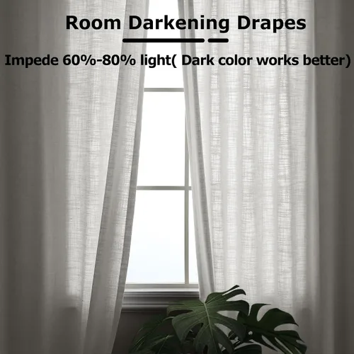 Miniatura 5 de Frelement Paneles de cortinas de lino hechos a medida para sala de estar, dormitorio, sala de reuniones, cortinas extralargas para techo alto