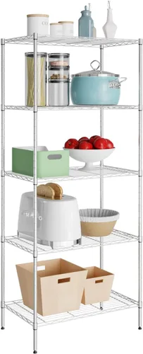 Miniatura 23 de Estantería de 3 niveles, estantería pequeña ajustable para armario, estantes de almacenamiento de cocina con ruedas, organizador de alambre de acero