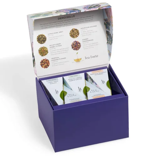 Miniatura 6 de Tea Forte Demoiselle - Juego de regalo de té premium de 3 piezas con taza y tapa Indigo Cafe, bandeja de té y caja de presentación mini de 10