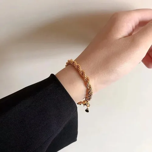 Miniatura 4 de Caenyo Pulseras de oro para mujer, chapadas en oro de 14 quilates, pulseras de espiga cubanas en capas, pulsera ajustable de cadena de perlas