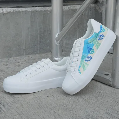 Miniatura 5 de JABASIC Zapatos deportivos de plataforma con cordones y estampado floral para mujer
