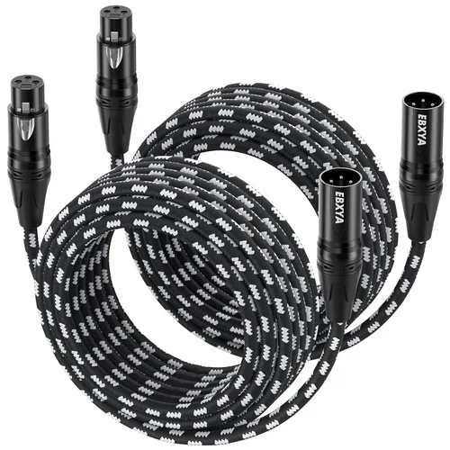 Miniatura 11 de EBXYA Paquete de 4 cables XLR de 6 pies, cable de micrófono XLR trenzado de alta calidad macho a hembra, 3 pines, cables de micrófono equilibrados