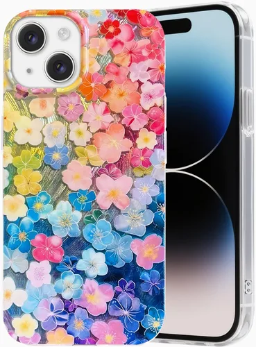 Miniatura 12 de I-MGAE-IN-AR Funda compacta para iPhone 13 Pro, diseño colorido de flores iridiscentes, protección de grado militar a prueba de golpes, funda