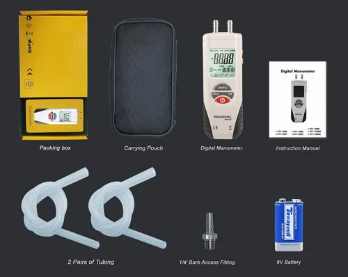 Miniatura 7 de Manómetro digital, medidor de presión de aire de doble puerto, medidor de presión, medidor de gas HVAC, manómetro de presión diferencial con puerto